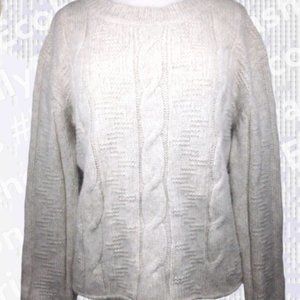 Nili Lotan Womens Ivory Cable-Knit Alpaca-Blend Pullover Sweater Size M